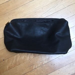 Soft black leather simple clutch